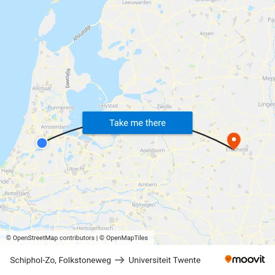 Schiphol-Zo, Folkstoneweg to Universiteit Twente map