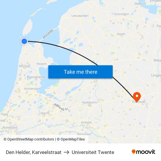 Den Helder, Karveelstraat to Universiteit Twente map