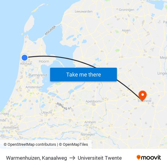 Warmenhuizen, Kanaalweg to Universiteit Twente map