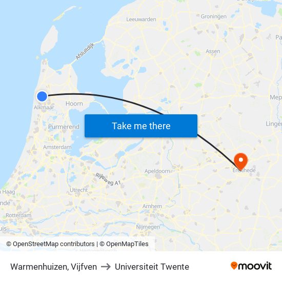 Warmenhuizen, Vijfven to Universiteit Twente map