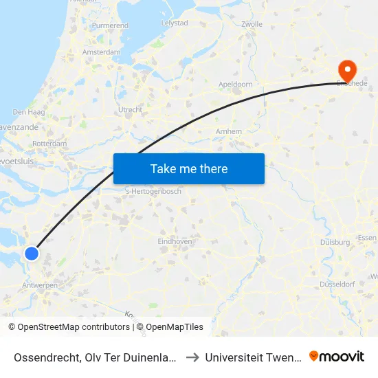 Ossendrecht, Olv Ter Duinenlaan to Universiteit Twente map