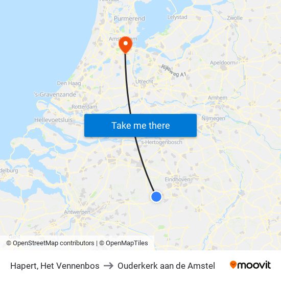 Hapert, Het Vennenbos to Ouderkerk aan de Amstel map