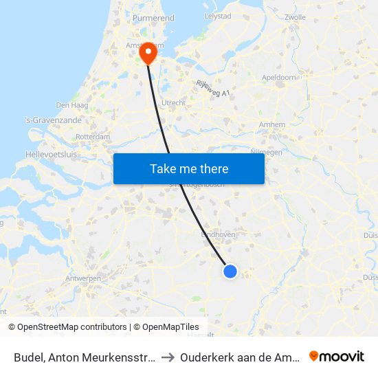 Budel, Anton Meurkensstraat to Ouderkerk aan de Amstel map