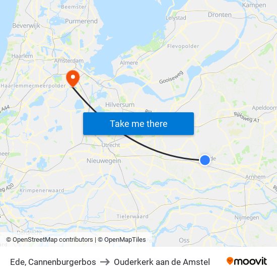 Ede, Cannenburgerbos to Ouderkerk aan de Amstel map