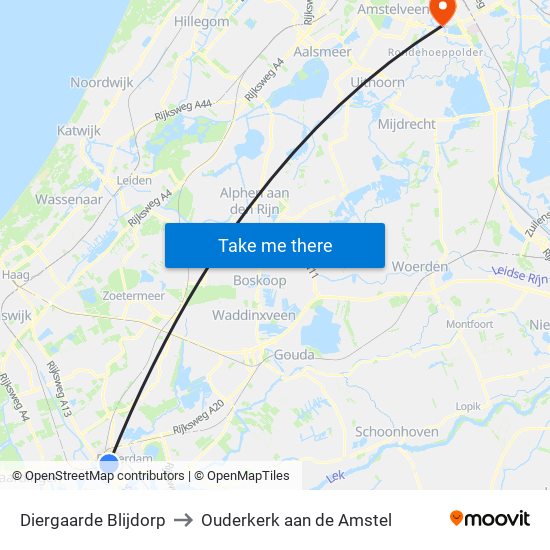 Diergaarde Blijdorp to Ouderkerk aan de Amstel map