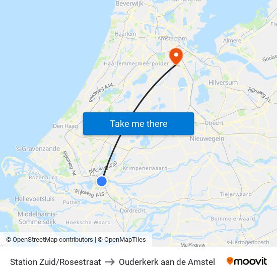 Station Zuid/Rosestraat to Ouderkerk aan de Amstel map