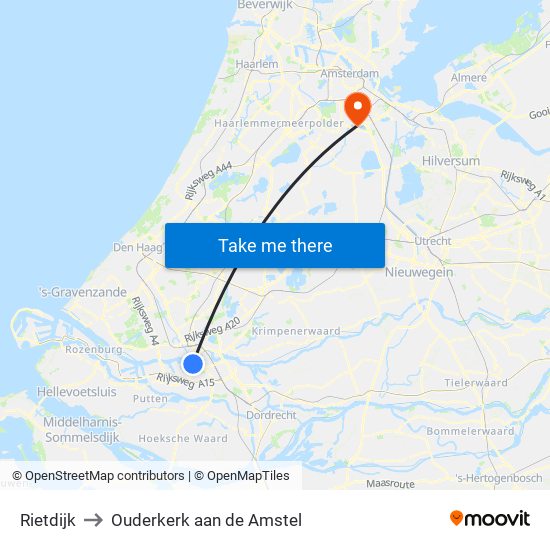 Rietdijk to Ouderkerk aan de Amstel map