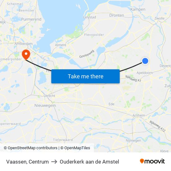 Vaassen, Centrum to Ouderkerk aan de Amstel map