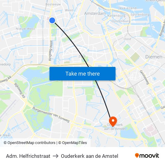 Adm. Helfrichstraat to Ouderkerk aan de Amstel map