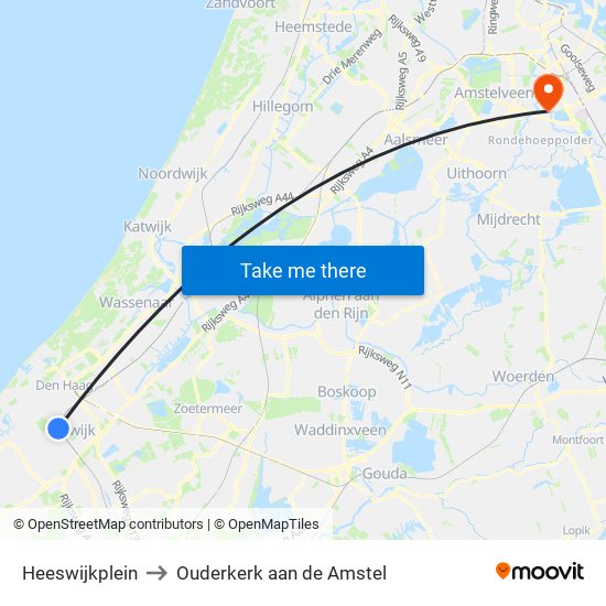 Heeswijkplein to Ouderkerk aan de Amstel map