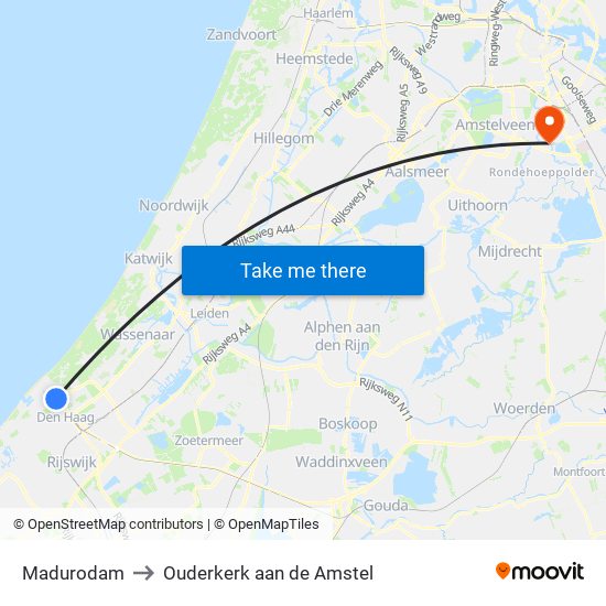 Madurodam to Ouderkerk aan de Amstel map