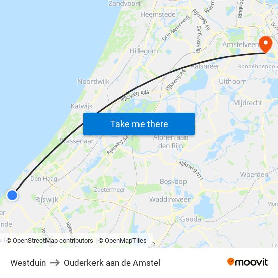 Westduin to Ouderkerk aan de Amstel map