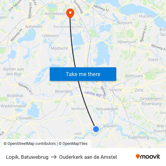 Lopik, Batuwebrug to Ouderkerk aan de Amstel map