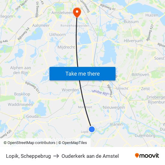 Lopik, Scheppebrug to Ouderkerk aan de Amstel map