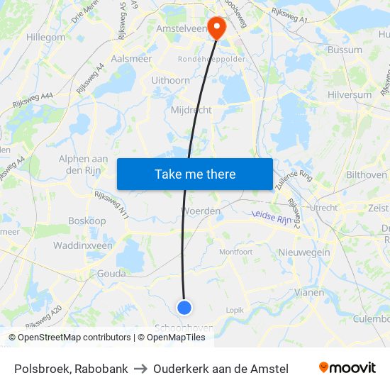 Polsbroek, Rabobank to Ouderkerk aan de Amstel map