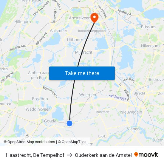 Haastrecht, De Tempelhof to Ouderkerk aan de Amstel map