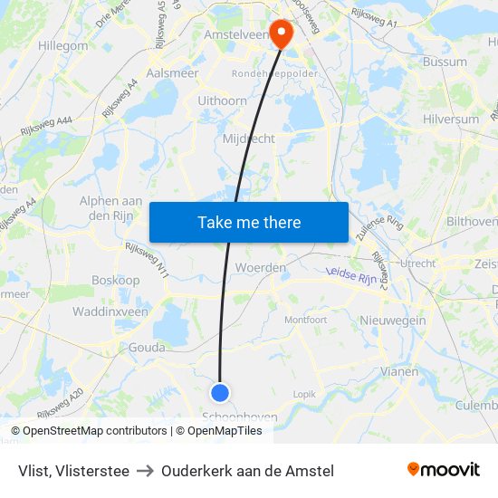 Vlist, Vlisterstee to Ouderkerk aan de Amstel map