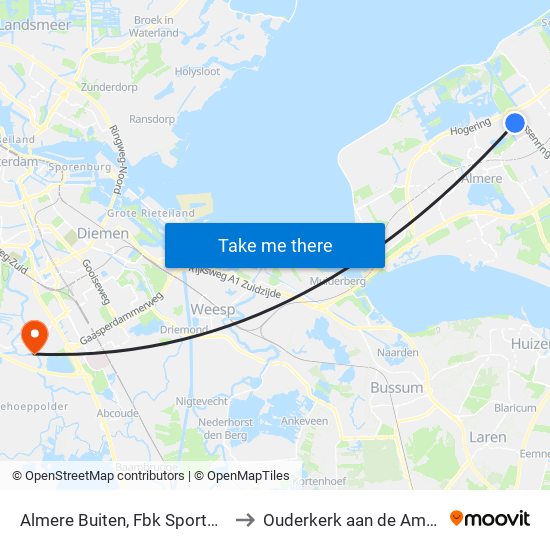 Almere Buiten, Fbk Sportpark to Ouderkerk aan de Amstel map