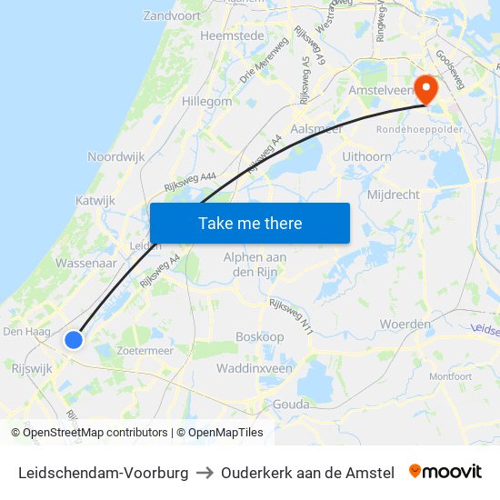 Leidschendam-Voorburg to Ouderkerk aan de Amstel map