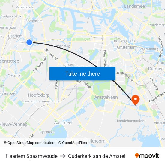 Haarlem Spaarnwoude to Ouderkerk aan de Amstel map