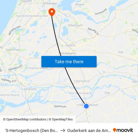 'S-Hertogenbosch (Den Bosch) to Ouderkerk aan de Amstel map