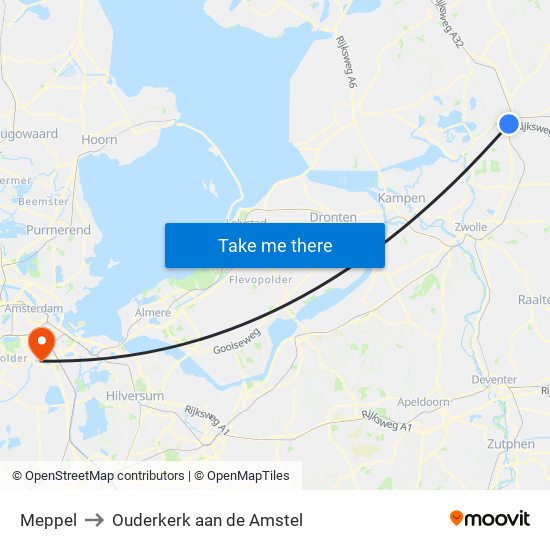 Meppel to Ouderkerk aan de Amstel map