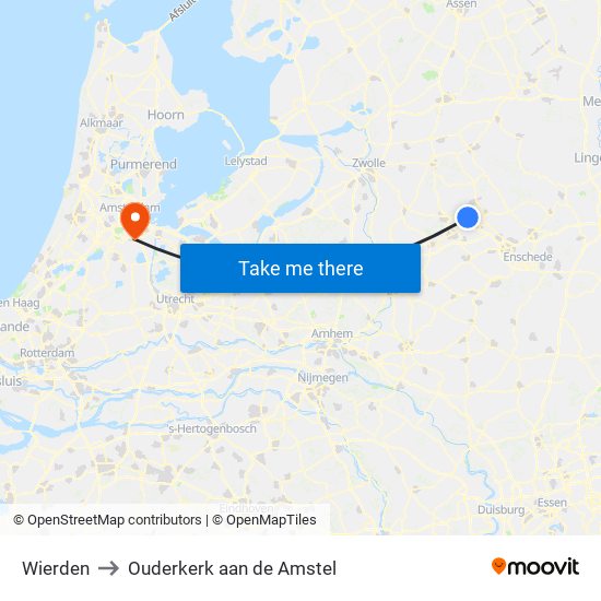 Wierden to Ouderkerk aan de Amstel map