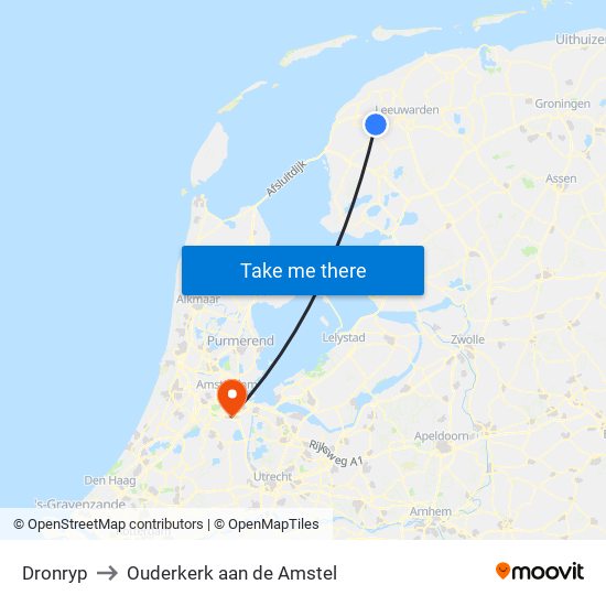 Dronryp to Ouderkerk aan de Amstel map