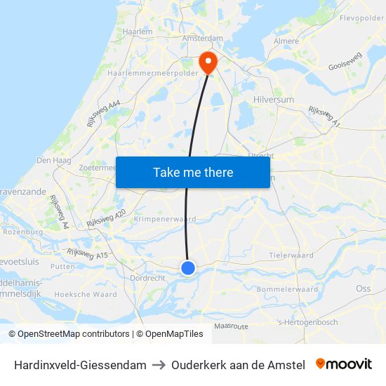 Hardinxveld-Giessendam to Ouderkerk aan de Amstel map