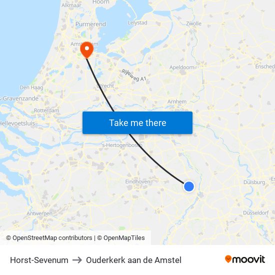 Horst-Sevenum to Ouderkerk aan de Amstel map