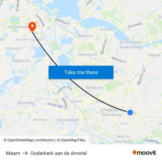 Maarn to Ouderkerk aan de Amstel map