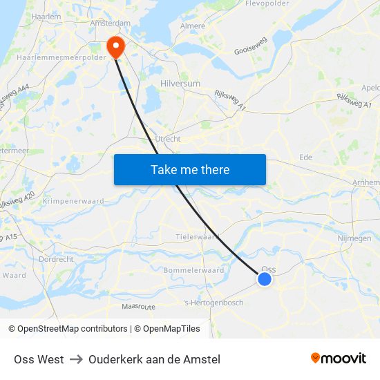 Oss West to Ouderkerk aan de Amstel map