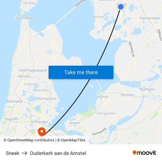 Sneek to Ouderkerk aan de Amstel map