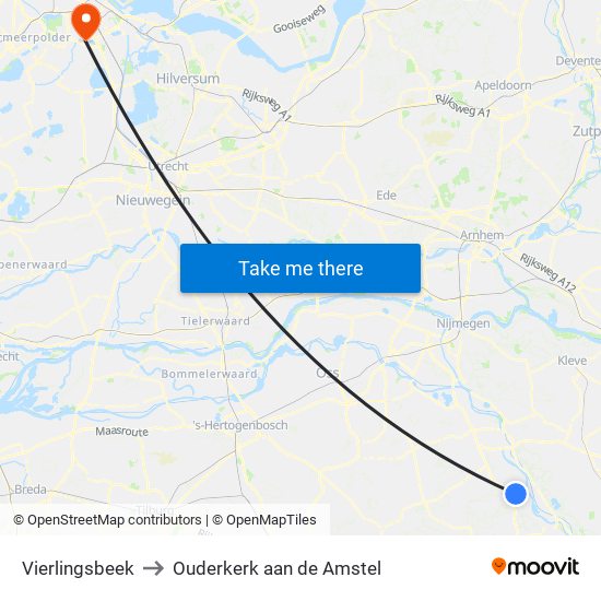 Vierlingsbeek to Ouderkerk aan de Amstel map