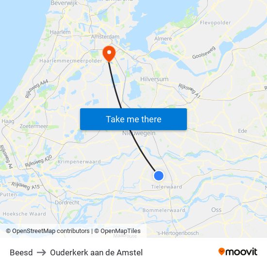 Beesd to Ouderkerk aan de Amstel map