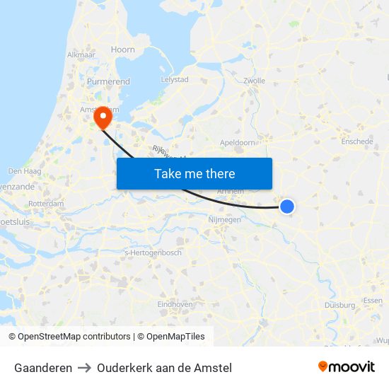 Gaanderen to Ouderkerk aan de Amstel map