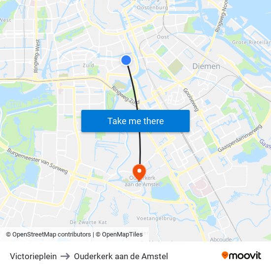 Victorieplein to Ouderkerk aan de Amstel map