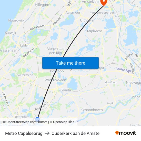 Metro Capelsebrug to Ouderkerk aan de Amstel map