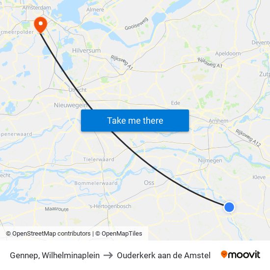 Gennep, Wilhelminaplein to Ouderkerk aan de Amstel map