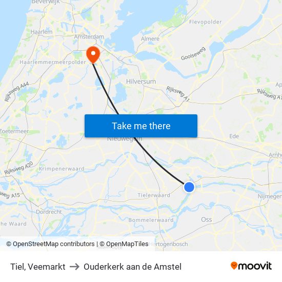 Tiel, Veemarkt to Ouderkerk aan de Amstel map