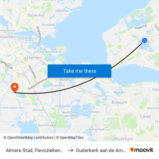 Almere Stad, Flevoziekenhuis to Ouderkerk aan de Amstel map