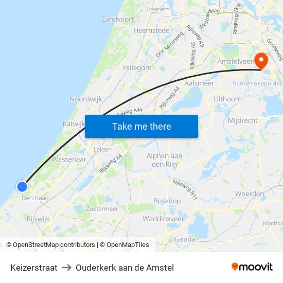 Keizerstraat to Ouderkerk aan de Amstel map