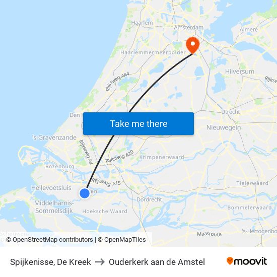 Spijkenisse, De Kreek to Ouderkerk aan de Amstel map