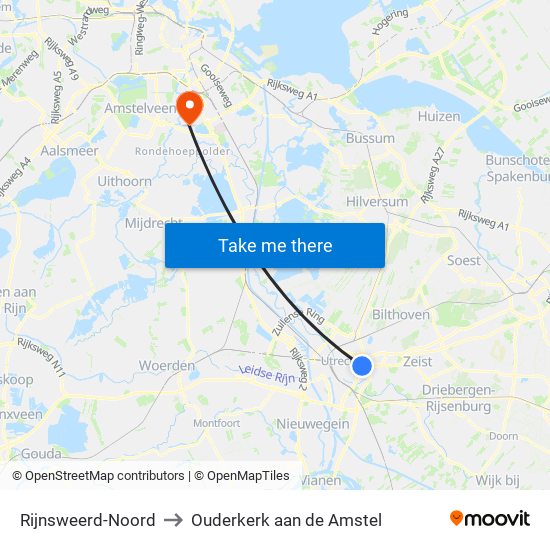 Rijnsweerd-Noord to Ouderkerk aan de Amstel map