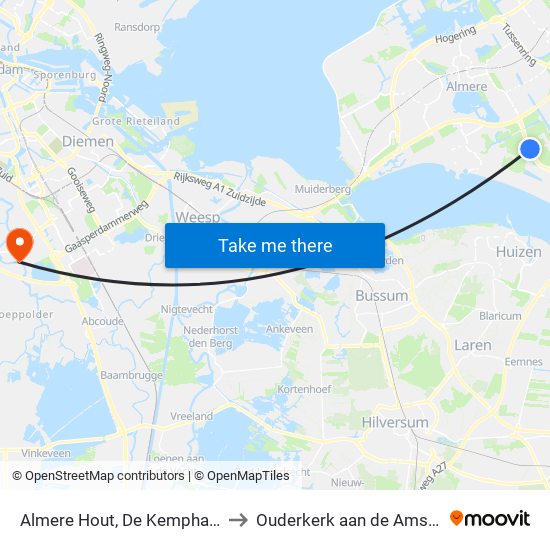 Almere Hout, De Kemphaan to Ouderkerk aan de Amstel map