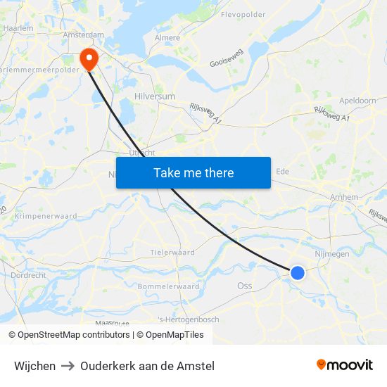 Wijchen to Ouderkerk aan de Amstel map