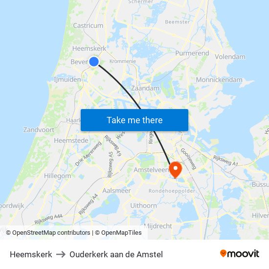 Heemskerk to Ouderkerk aan de Amstel map