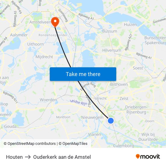 Houten to Ouderkerk aan de Amstel map