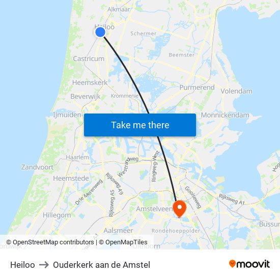 Heiloo to Ouderkerk aan de Amstel map