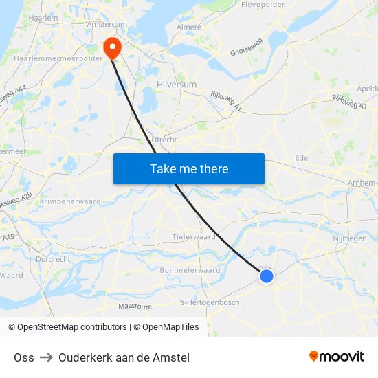Oss to Ouderkerk aan de Amstel map